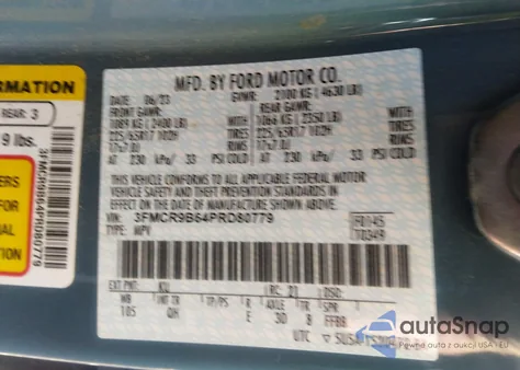 2023 Ford Bronco Sport Big Bend z USA, uszkodzony, nr VIN 3FMCR9B64PRD80779